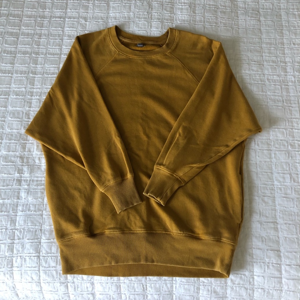 Aerie Oversized Mustard Yellow Crewneck Sweatshirt